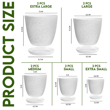 Utopia Home Plant Pots Indoor with Drainage Holes – Set of 5 White Plastic Flower Pots (7/6.6/6/5.3/4.8 Inch) – Modern Planters for Indoor Plants, Room & Office Décor, Great Stocking Stuffers
