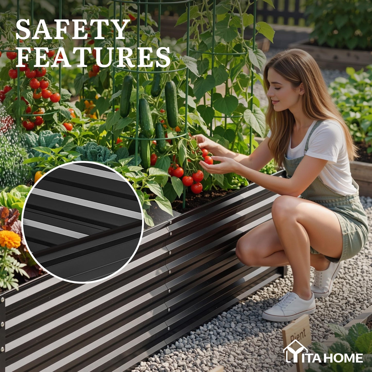 YITAHOME 8x4x1.5ft 2pcs Large Raised Garden Bed Kit, Galvanized Metal Planter Box with Gloves, Outdoor Above Ground Planters for Plants Vegetables Flowers, Silver