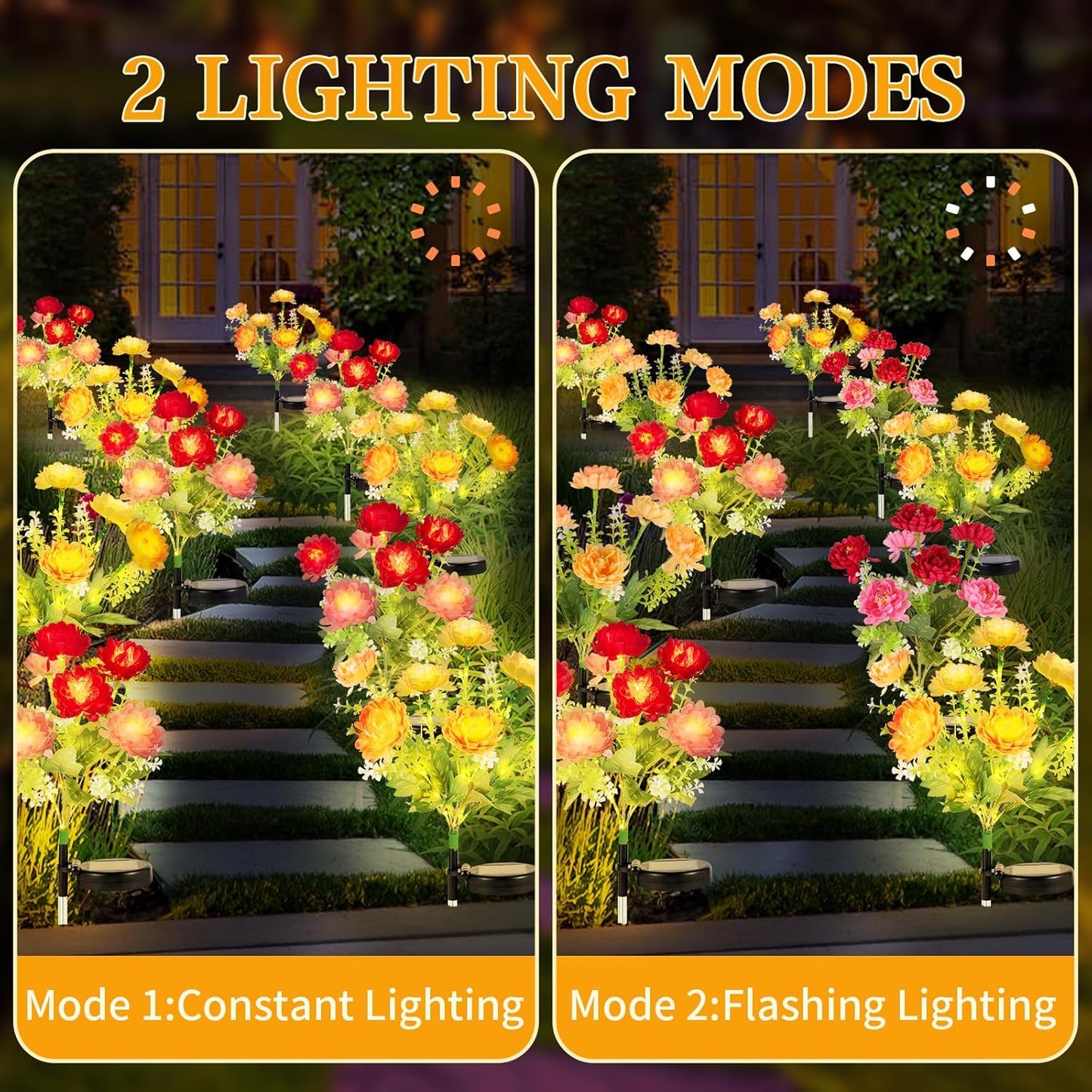 Solar Garden Lights Outdoor, 4 Pack 28 Solar Flower Lights, Waterproof Solar Flowers Outdoor for Garden Patio Yard Pathway Cemetery Lawn Decor, Gifts for Mom Women Grandma Mothers Day Birthday