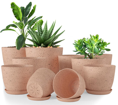 Utopia Home Plant Pots Indoor with Drainage Holes – Set of 5 White Plastic Flower Pots (7/6.6/6/5.3/4.8 Inch) – Modern Planters for Indoor Plants, Room & Office Décor, Great Stocking Stuffers