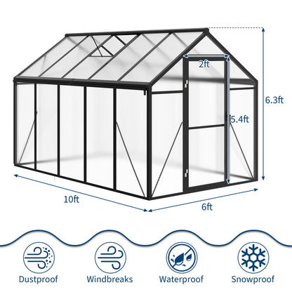 IDEALHOUSE 8×10 FT Greenhouse, Large Walk in Greenhouses for Outdoors and Garden Planting, Polycarbonate Greenhouse with Enhanced Aluminum Frame, Green Houses with Quick Setup Structure and Roof Vent