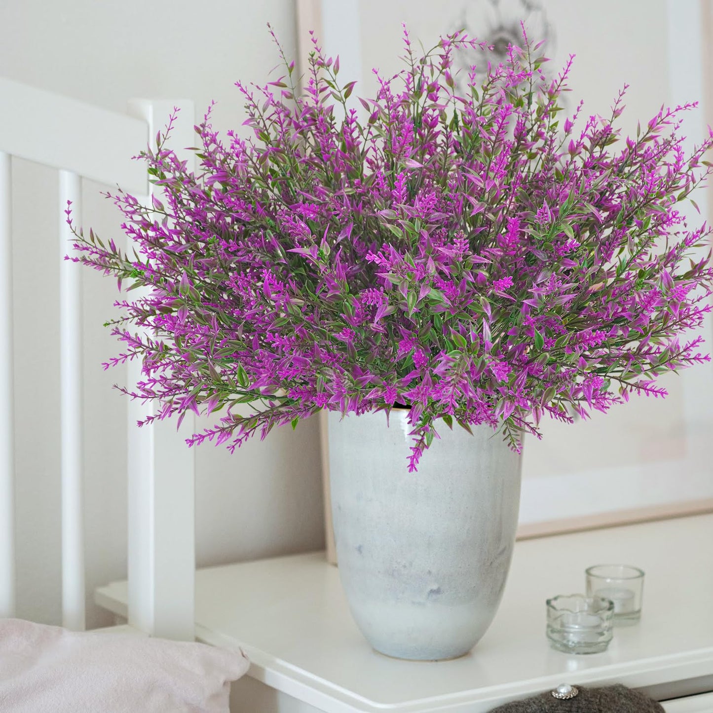 36 Pcs Artificial Flowers for Outdoors, Faux Artificial Plants UV Resistant Fake Plants Outside for Planter Porch Window Home Patio Yard Garden Decor (Mixed Purple)