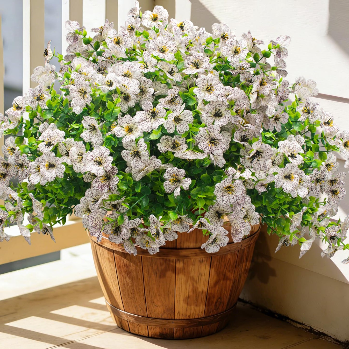 Grunyia 20 Bundles Artificial Flowers for Outdoors, UV Resistant Fake Plants Flowers Greenery Shrubs Plants for Decoration Outside Plants Hanging Planter Home Garden Decor