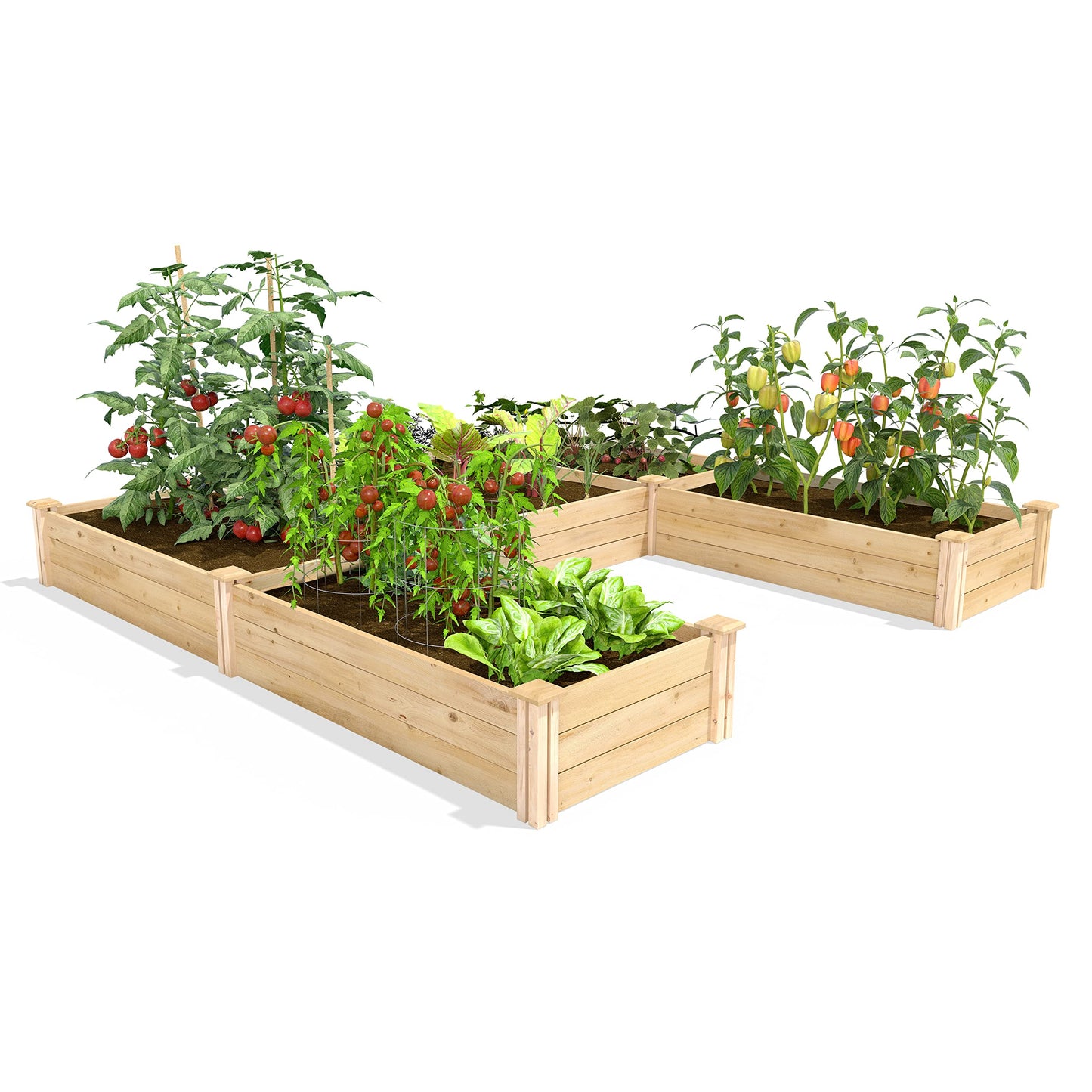 Greenes Fence Premium Cedar Raised Garden Bed with CritterGuard Fence System, 8' x 8' x 10.5" (3/4" Thick) U-Shaped Bed - Made in USA with North American Cedar
