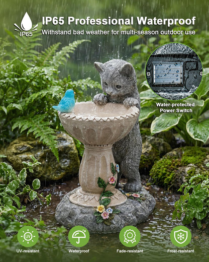 Nacome Solar Dog Statue for Garden Decor: IP65 Weatherproof Resin with Automatic Lighting - No Installation- Outdoor Yard Patio Balcony Art - Birthday Gifts for Bird Lovers Mom Grandma Women