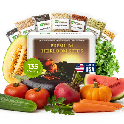 Ultimate Non-GMO Heirloom Survival Seed Vault – 23,000 Open-Pollinated Vegetable, Herb & Fruit Seeds for Planting – 144 Varieties for All USDA Hardiness Zones – Long Term Emergency Preparedness Seeds