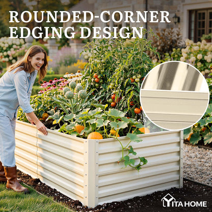 YITAHOME 8x4x1.5ft 2pcs Large Raised Garden Bed Kit, Galvanized Metal Planter Box with Gloves, Outdoor Above Ground Planters for Plants Vegetables Flowers, Silver
