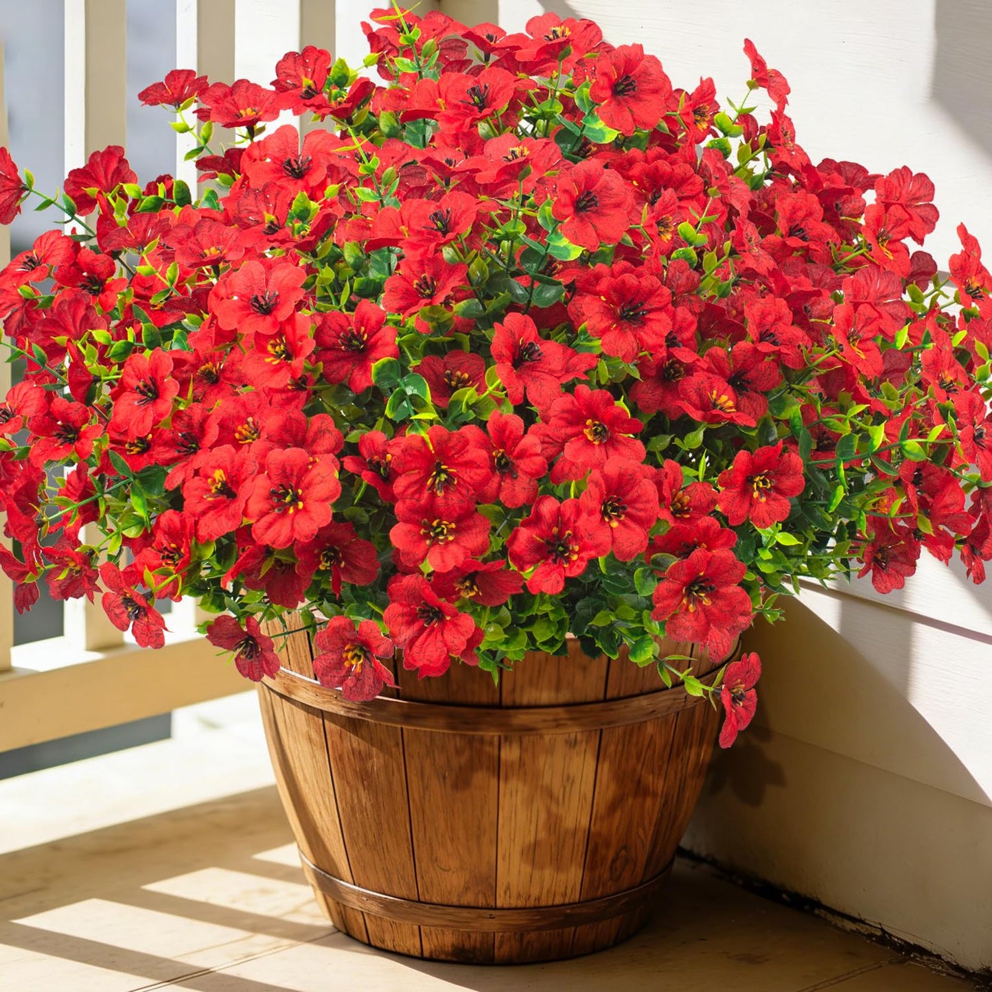 Grunyia 20 Bundles Artificial Flowers for Outdoors, UV Resistant Fake Plants Flowers Greenery Shrubs Plants for Decoration Outside Plants Hanging Planter Home Garden Decor