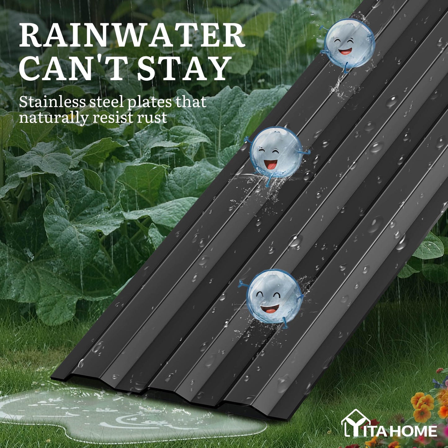 YITAHOME 6pcs 8x4x2 ft Galvanized Raised Garden Bed Kit, Large Metal Planter Box with Gloves, Safety Rubber & Support Rod, Outdoor Flower Bed for Plants Vegetables, Green