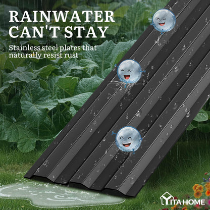 YITAHOME 6pcs 8x4x2 ft Galvanized Raised Garden Bed Kit, Large Metal Planter Box with Gloves, Safety Rubber & Support Rod, Outdoor Flower Bed for Plants Vegetables, Green