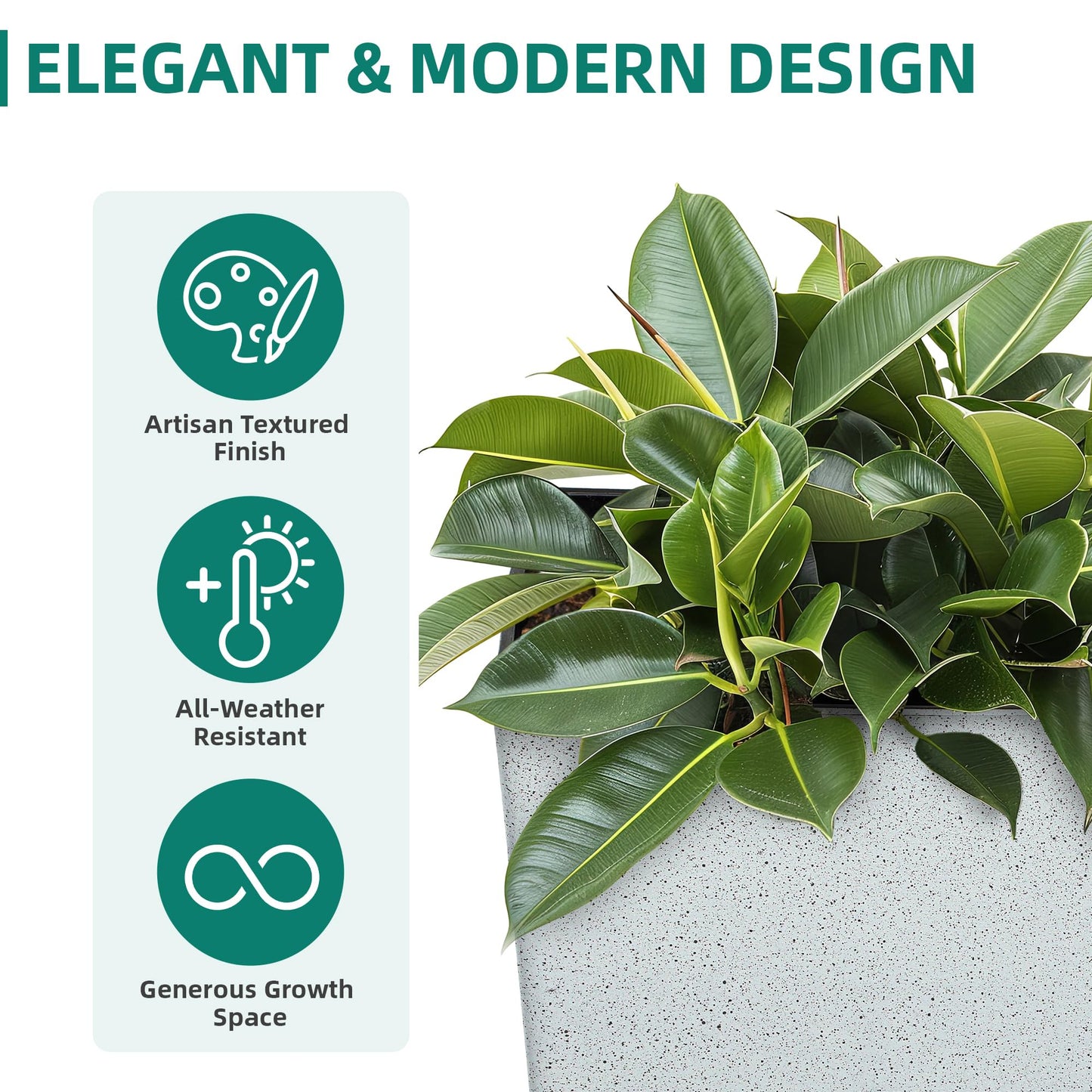 Autodaya 22" Urn Planters Outdoor Planter for Plants Set of 2 Timeless Plastic Large Flower Pot with Drainage Hole Terrazzo White Garden Pots for Porch, Patio Christmas Decor