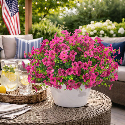 Grunyia 20 Bundles Artificial Flowers for Outdoors, UV Resistant Fake Plants Flowers Greenery Shrubs Plants for Decoration Outside Plants Hanging Planter Home Garden Decor