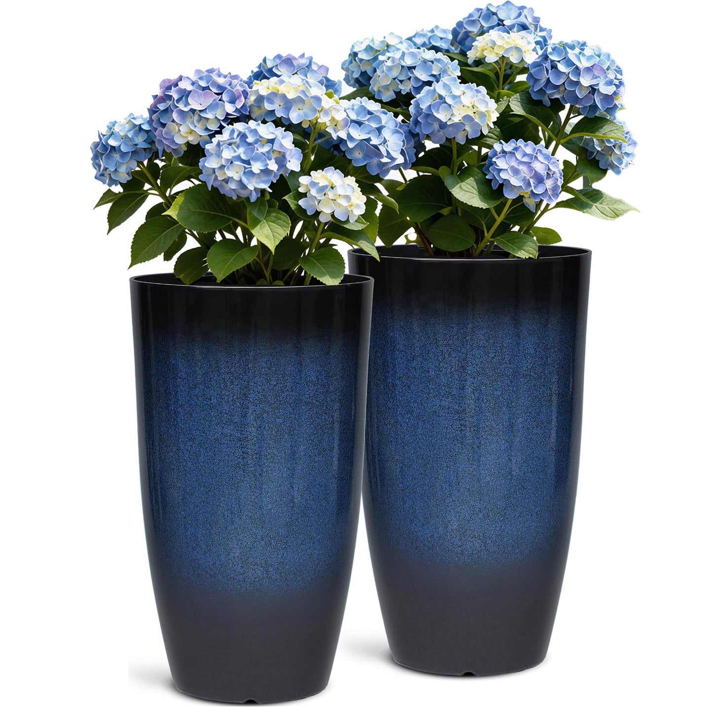 Autodaya 22" Urn Planters Outdoor Planter for Plants Set of 2 Timeless Plastic Large Flower Pot with Drainage Hole Terrazzo White Garden Pots for Porch, Patio Christmas Decor