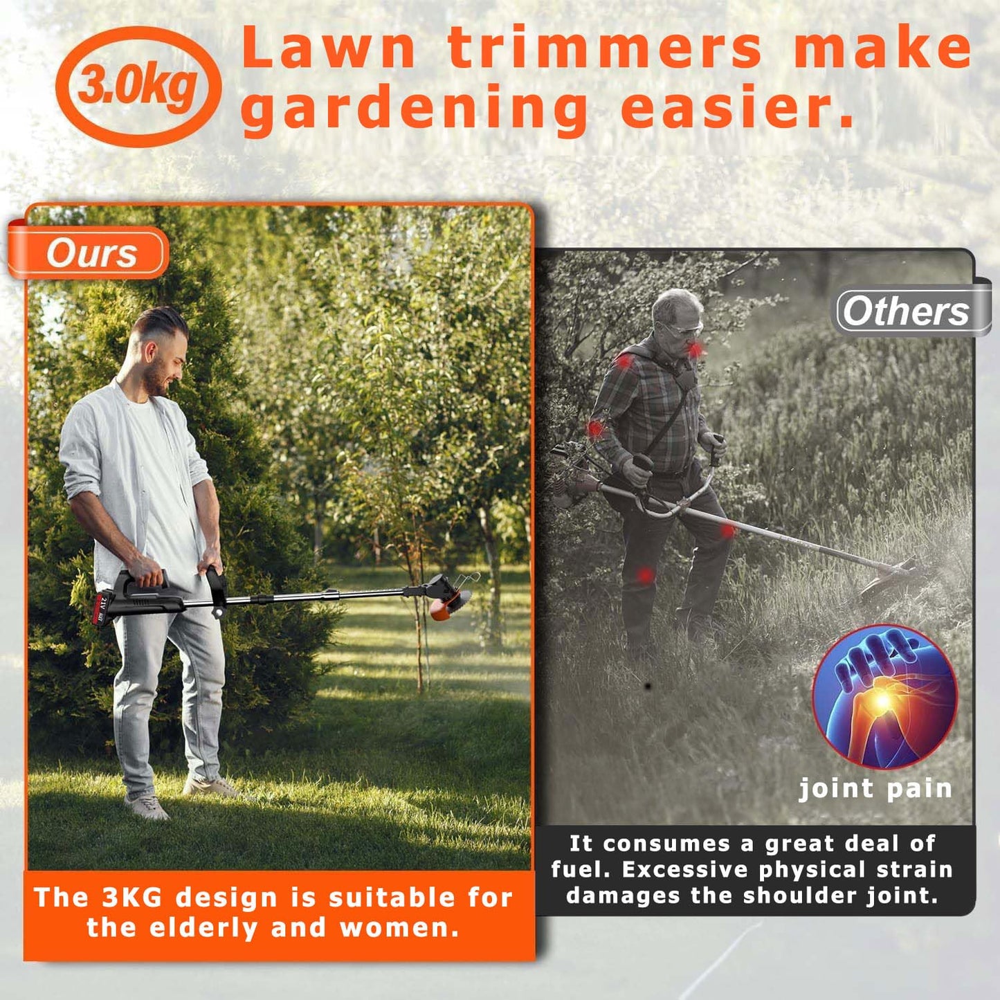Weed Wacker - Electric Weed Wacker Cordless Trimmer. 4 in 1 Stringless Lightweight Weed Cutter/Grass Cutter/Lawn Edger.There are 4 Different Blades,Suitable for Gardens, patios (Black)