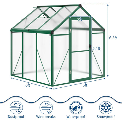IDEALHOUSE 8×10 FT Greenhouse, Large Walk in Greenhouses for Outdoors and Garden Planting, Polycarbonate Greenhouse with Enhanced Aluminum Frame, Green Houses with Quick Setup Structure and Roof Vent