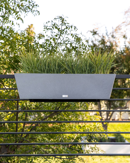 Veradek Pure Series Railing Planter - Plastic Hanging Planter for Outdoor Balcony/Fence | Durable All-Weather Use with Adjustable Brackets | Modern Décor for Flowers, Succulents, Hanging Plants