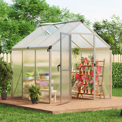IDEALHOUSE 8×10 FT Greenhouse, Large Walk in Greenhouses for Outdoors and Garden Planting, Polycarbonate Greenhouse with Enhanced Aluminum Frame, Green Houses with Quick Setup Structure and Roof Vent