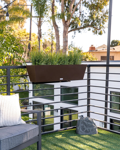 Veradek Pure Series Railing Planter - Plastic Hanging Planter for Outdoor Balcony/Fence | Durable All-Weather Use with Adjustable Brackets | Modern Décor for Flowers, Succulents, Hanging Plants