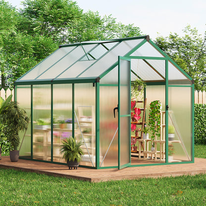 IDEALHOUSE 8×10 FT Greenhouse, Large Walk in Greenhouses for Outdoors and Garden Planting, Polycarbonate Greenhouse with Enhanced Aluminum Frame, Green Houses with Quick Setup Structure and Roof Vent