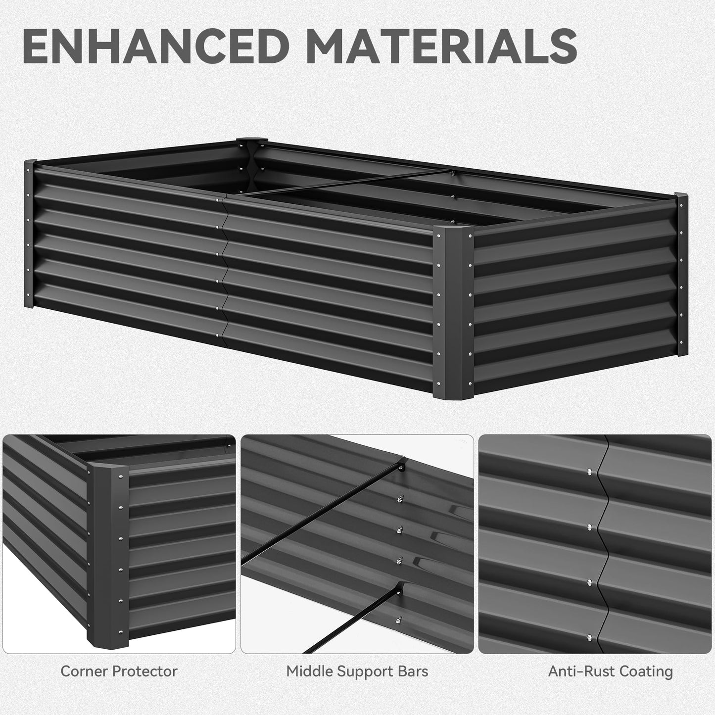 YITAHOME 6pcs 8x4x2 ft Galvanized Raised Garden Bed Kit, Large Metal Planter Box with Gloves, Safety Rubber & Support Rod, Outdoor Flower Bed for Plants Vegetables, Green
