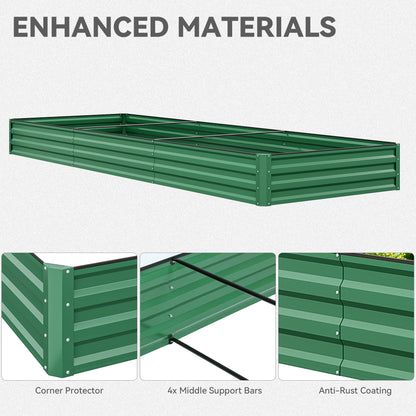 YITAHOME 6pcs 8x4x2 ft Galvanized Raised Garden Bed Kit, Large Metal Planter Box with Gloves, Safety Rubber & Support Rod, Outdoor Flower Bed for Plants Vegetables, Green