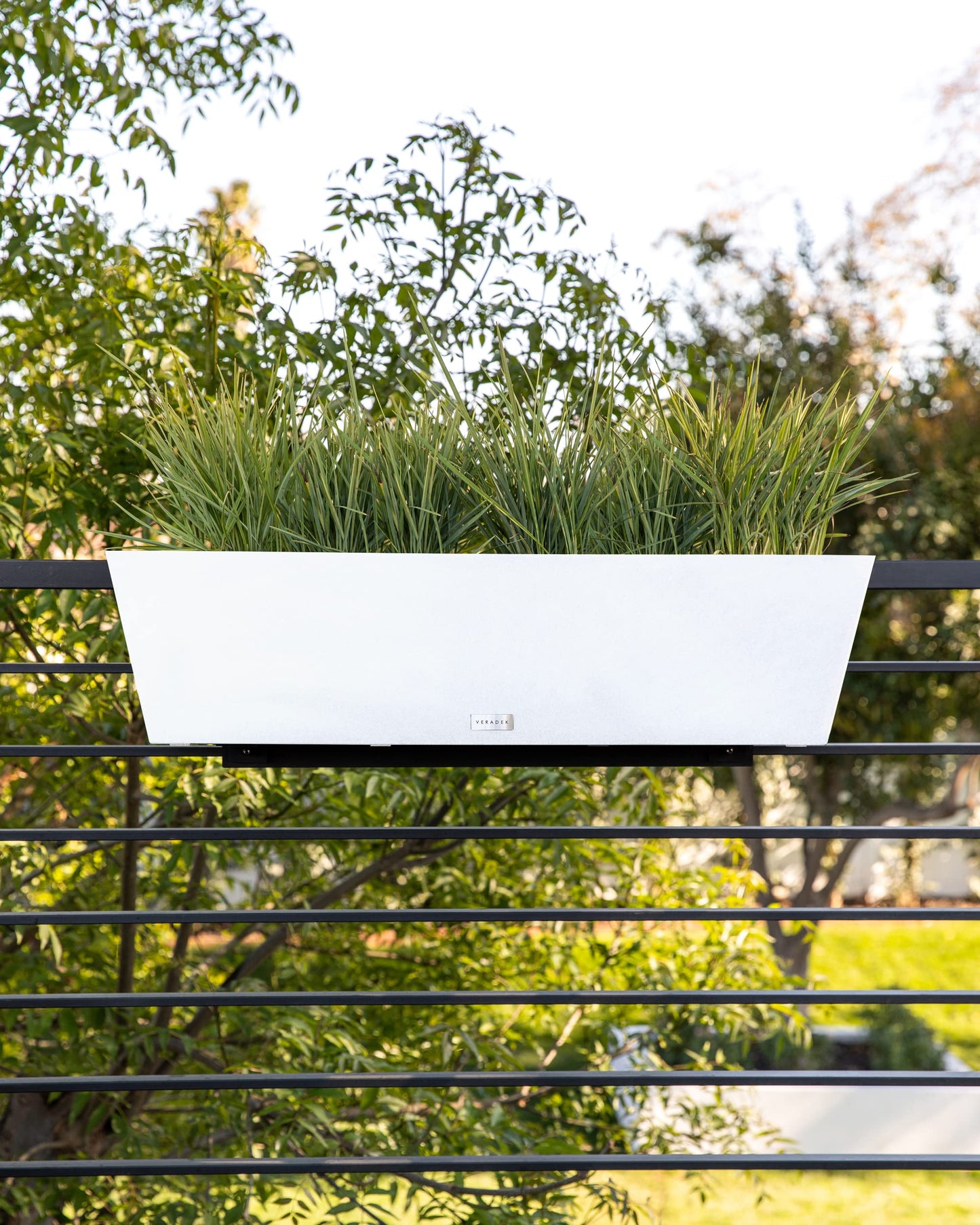 Veradek Pure Series Railing Planter - Plastic Hanging Planter for Outdoor Balcony/Fence | Durable All-Weather Use with Adjustable Brackets | Modern Décor for Flowers, Succulents, Hanging Plants