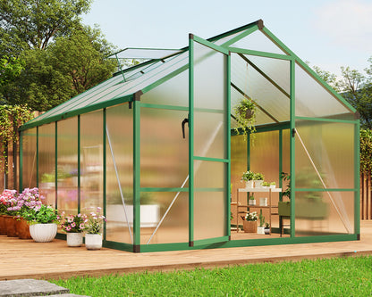IDEALHOUSE 8×10 FT Greenhouse, Large Walk in Greenhouses for Outdoors and Garden Planting, Polycarbonate Greenhouse with Enhanced Aluminum Frame, Green Houses with Quick Setup Structure and Roof Vent