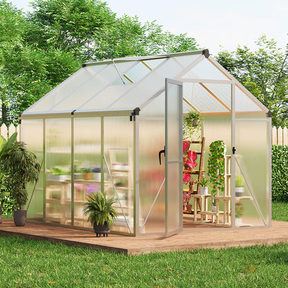 IDEALHOUSE 8×10 FT Greenhouse, Large Walk in Greenhouses for Outdoors and Garden Planting, Polycarbonate Greenhouse with Enhanced Aluminum Frame, Green Houses with Quick Setup Structure and Roof Vent
