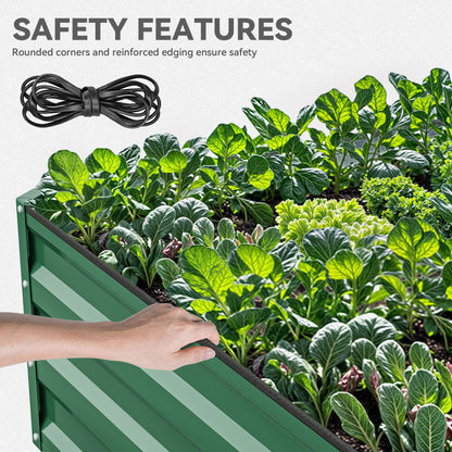 YITAHOME 6pcs 8x4x2 ft Galvanized Raised Garden Bed Kit, Large Metal Planter Box with Gloves, Safety Rubber & Support Rod, Outdoor Flower Bed for Plants Vegetables, Green