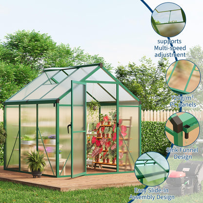 IDEALHOUSE 8×10 FT Greenhouse, Large Walk in Greenhouses for Outdoors and Garden Planting, Polycarbonate Greenhouse with Enhanced Aluminum Frame, Green Houses with Quick Setup Structure and Roof Vent