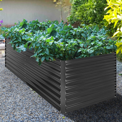 YITAHOME 8x4x1.5ft 2pcs Large Raised Garden Bed Kit, Galvanized Metal Planter Box with Gloves, Outdoor Above Ground Planters for Plants Vegetables Flowers, Silver