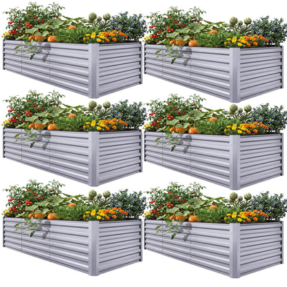YITAHOME 6pcs 8x4x2 ft Galvanized Raised Garden Bed Kit, Large Metal Planter Box with Gloves, Safety Rubber & Support Rod, Outdoor Flower Bed for Plants Vegetables, Green