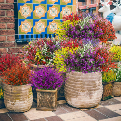 36 Pcs Artificial Flowers for Outdoors, Faux Artificial Plants UV Resistant Fake Plants Outside for Planter Porch Window Home Patio Yard Garden Decor (Mixed Purple)