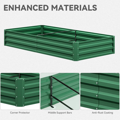 YITAHOME 6pcs 8x4x2 ft Galvanized Raised Garden Bed Kit, Large Metal Planter Box with Gloves, Safety Rubber & Support Rod, Outdoor Flower Bed for Plants Vegetables, Green