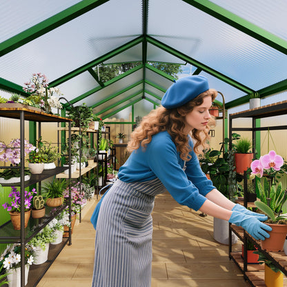 IDEALHOUSE 8×10 FT Greenhouse, Large Walk in Greenhouses for Outdoors and Garden Planting, Polycarbonate Greenhouse with Enhanced Aluminum Frame, Green Houses with Quick Setup Structure and Roof Vent