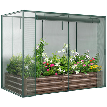 Galvanized Raised Garden Bed with Crop Cage Plant Protection Net Tent Kit for Garden Plant, 71"x35.4"x 59" Plants Protection Tent Cage Metal Planter Box Bottomless Planting Vegetables Outdoor
