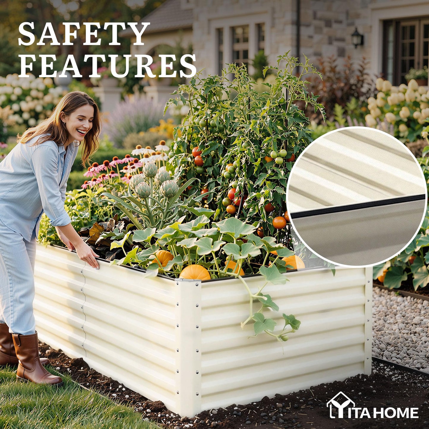 YITAHOME 8x4x1.5ft 2pcs Large Raised Garden Bed Kit, Galvanized Metal Planter Box with Gloves, Outdoor Above Ground Planters for Plants Vegetables Flowers, Silver