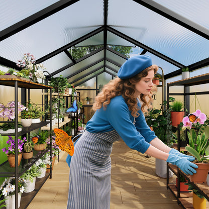 IDEALHOUSE 8×10 FT Greenhouse, Large Walk in Greenhouses for Outdoors and Garden Planting, Polycarbonate Greenhouse with Enhanced Aluminum Frame, Green Houses with Quick Setup Structure and Roof Vent
