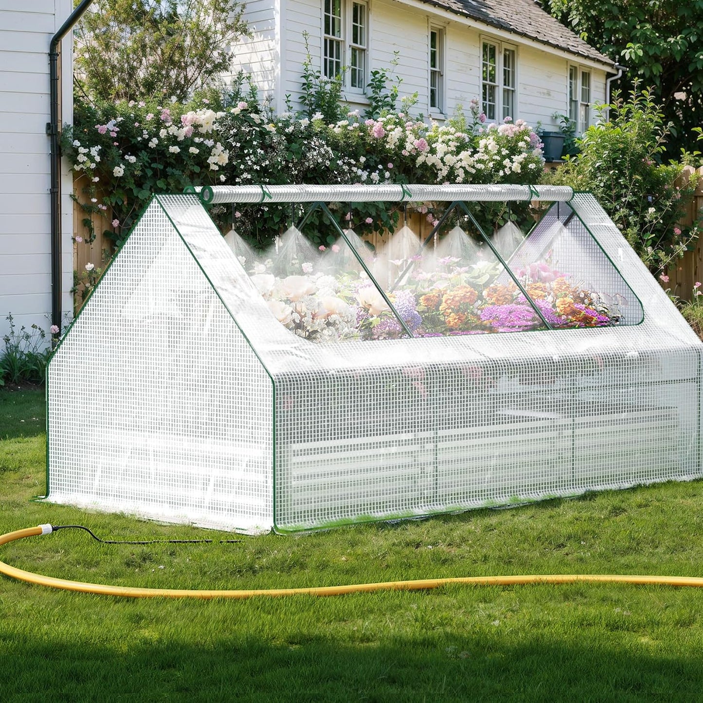 Lineware Raised Garden Bed with Self-Watering System, 6x3x1 ft Elevated Planter Boxes Outdoor with PE Cover, Galvanized Raised Beds for Gardening,Vegetables,Flowers, Backyard, Patio