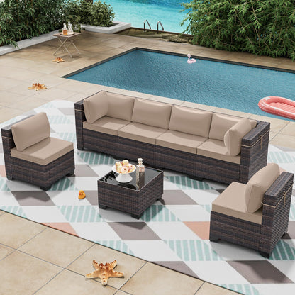 13 PCS Outdoor Patio Furniture Set,Outdoor Sectional Furniture with 43" 55000 BTU Gas Propane Fire Pit Table,All Weather PE Rattan Wicker Patio Conversation Set,Navy Blue