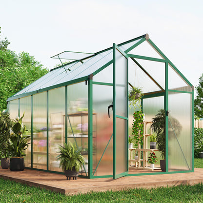 IDEALHOUSE 8×10 FT Greenhouse, Large Walk in Greenhouses for Outdoors and Garden Planting, Polycarbonate Greenhouse with Enhanced Aluminum Frame, Green Houses with Quick Setup Structure and Roof Vent