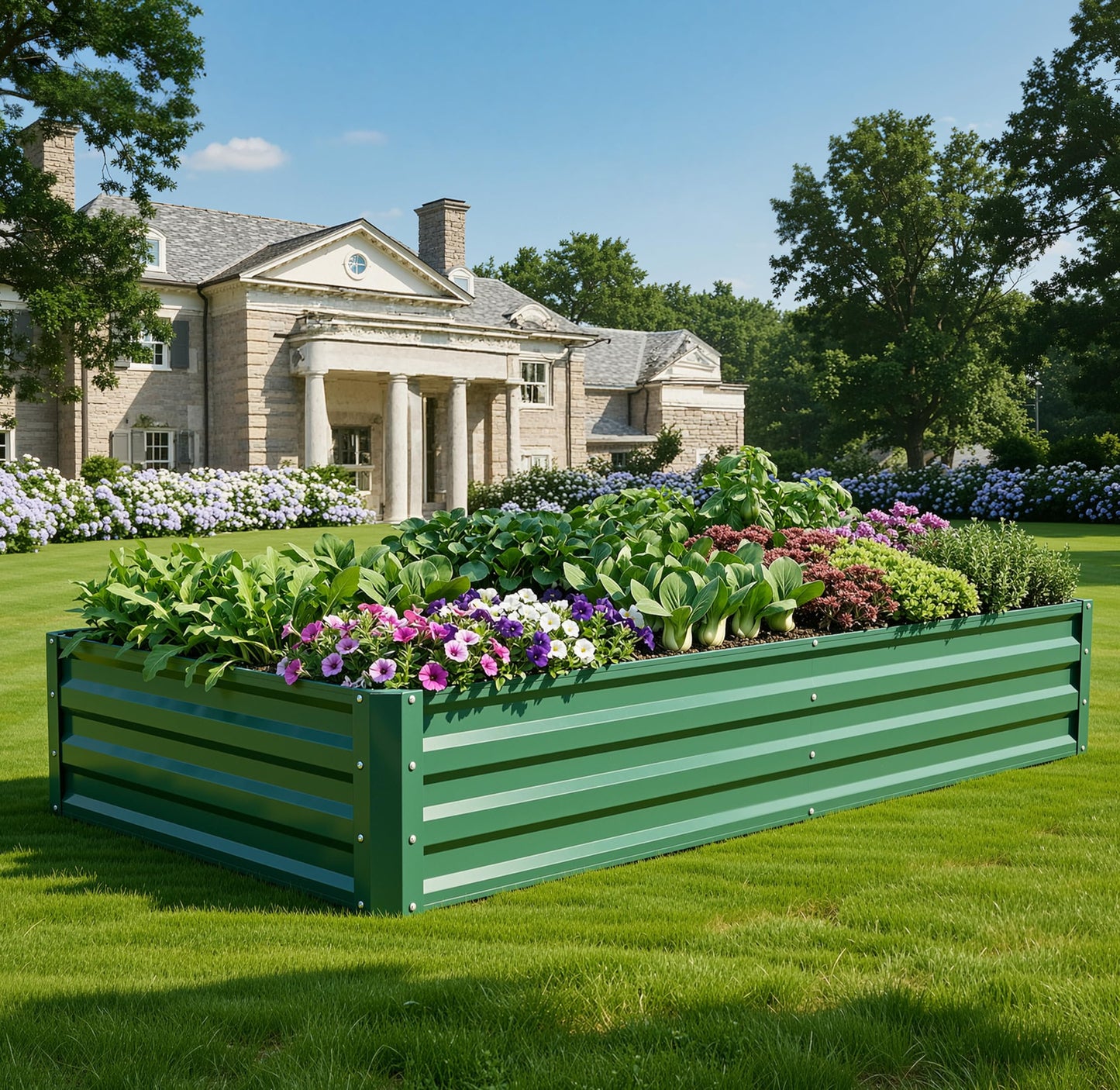 YITAHOME 8x4x1.5ft 2pcs Large Raised Garden Bed Kit, Galvanized Metal Planter Box with Gloves, Outdoor Above Ground Planters for Plants Vegetables Flowers, Silver