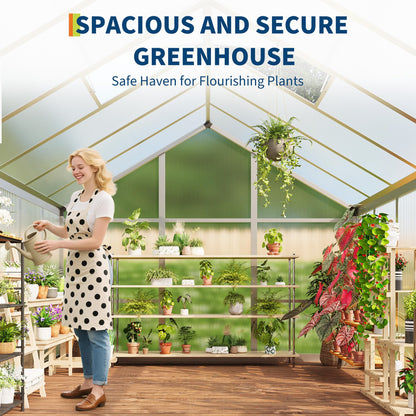 IDEALHOUSE 8×10 FT Greenhouse, Large Walk in Greenhouses for Outdoors and Garden Planting, Polycarbonate Greenhouse with Enhanced Aluminum Frame, Green Houses with Quick Setup Structure and Roof Vent