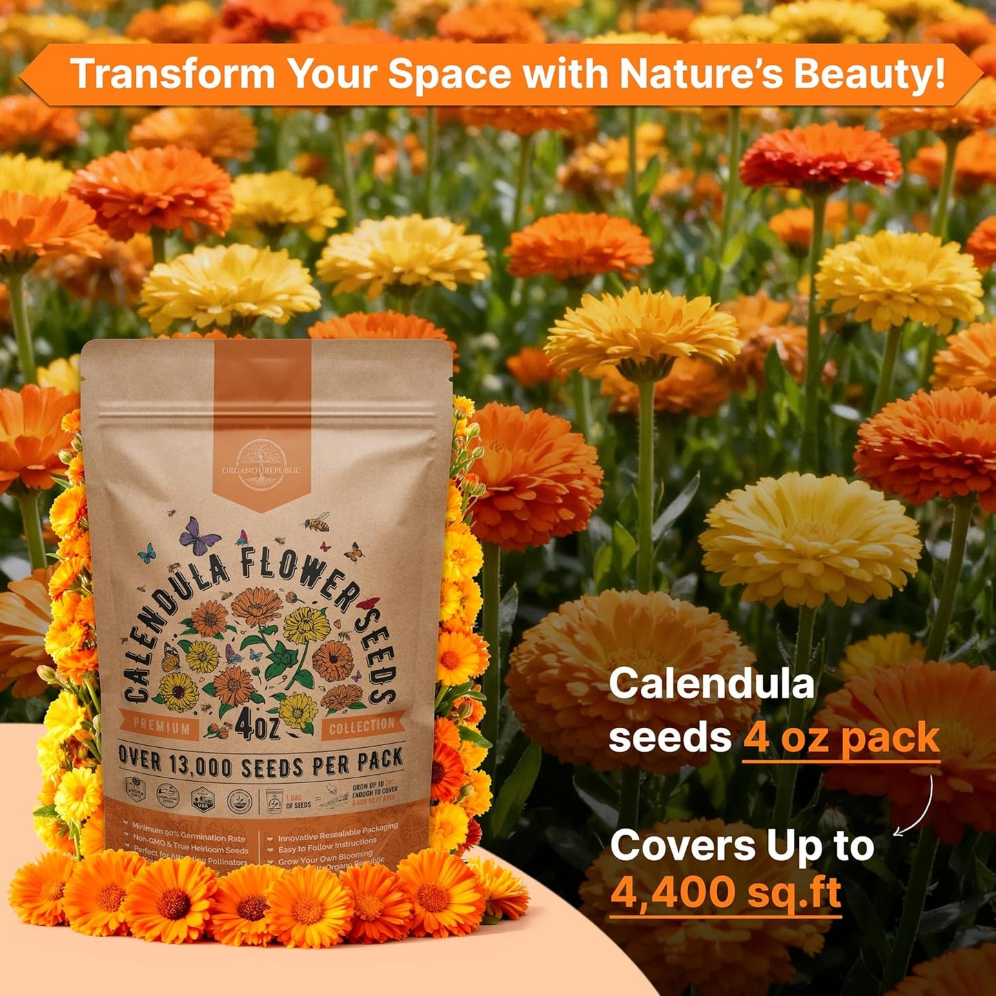 Sunflower Mix Seeds Pack 8 oz - Over 10,300 Non-GMO Heirloom Sunflower Seeds for Planting, Annual Flowers in Individual Seed Packet for Planting Home Garden Indoor & Outdoor Gardening