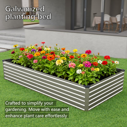 DIIYIV 8x4x1.5FT Galvanized Raised Garden Bed,Vegetable Boxes-Rectangle Metal Flower Box,Large Planter Raised Beds Outdoor Garden for Planting,Fruit,Herb-Silver