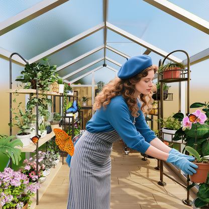 IDEALHOUSE 8×10 FT Greenhouse, Large Walk in Greenhouses for Outdoors and Garden Planting, Polycarbonate Greenhouse with Enhanced Aluminum Frame, Green Houses with Quick Setup Structure and Roof Vent