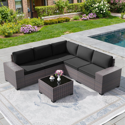 13 PCS Outdoor Patio Furniture Set,Outdoor Sectional Furniture with 43" 55000 BTU Gas Propane Fire Pit Table,All Weather PE Rattan Wicker Patio Conversation Set,Navy Blue