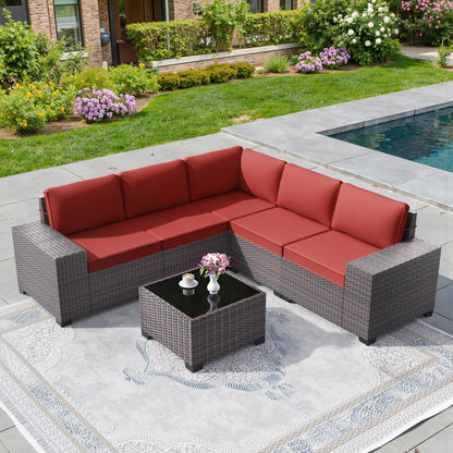 13 PCS Outdoor Patio Furniture Set,Outdoor Sectional Furniture with 43" 55000 BTU Gas Propane Fire Pit Table,All Weather PE Rattan Wicker Patio Conversation Set,Navy Blue
