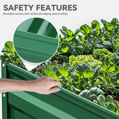 YITAHOME 6pcs 8x4x2 ft Galvanized Raised Garden Bed Kit, Large Metal Planter Box with Gloves, Safety Rubber & Support Rod, Outdoor Flower Bed for Plants Vegetables, Green