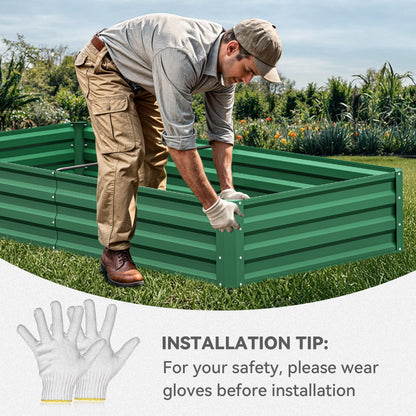 YITAHOME 6pcs 8x4x2 ft Galvanized Raised Garden Bed Kit, Large Metal Planter Box with Gloves, Safety Rubber & Support Rod, Outdoor Flower Bed for Plants Vegetables, Green